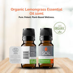 Organic Lemongrass Essential Oil (Cymbopogon Citratus) 10ml