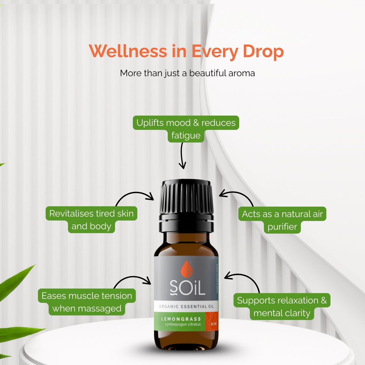Organic Lemongrass Essential Oil (Cymbopogon Citratus) 10ml