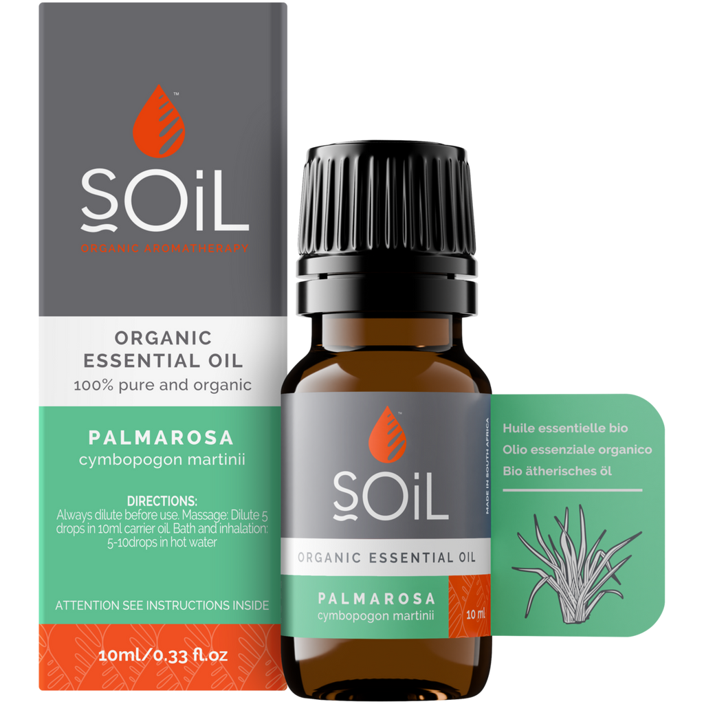 Organic Palmarosa Essential Oil (Cymbopogon Martini) 10ml