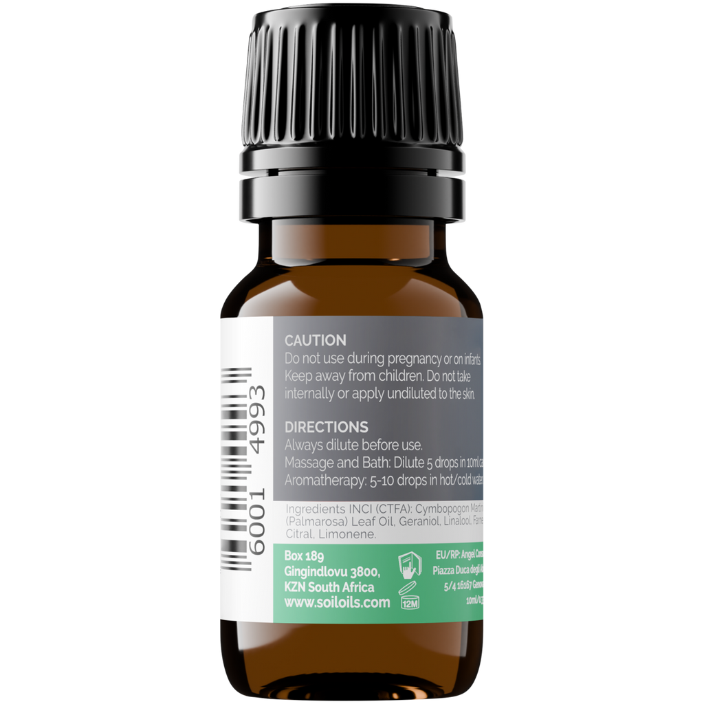 Organic Palmarosa Essential Oil (Cymbopogon Martini) 20ml