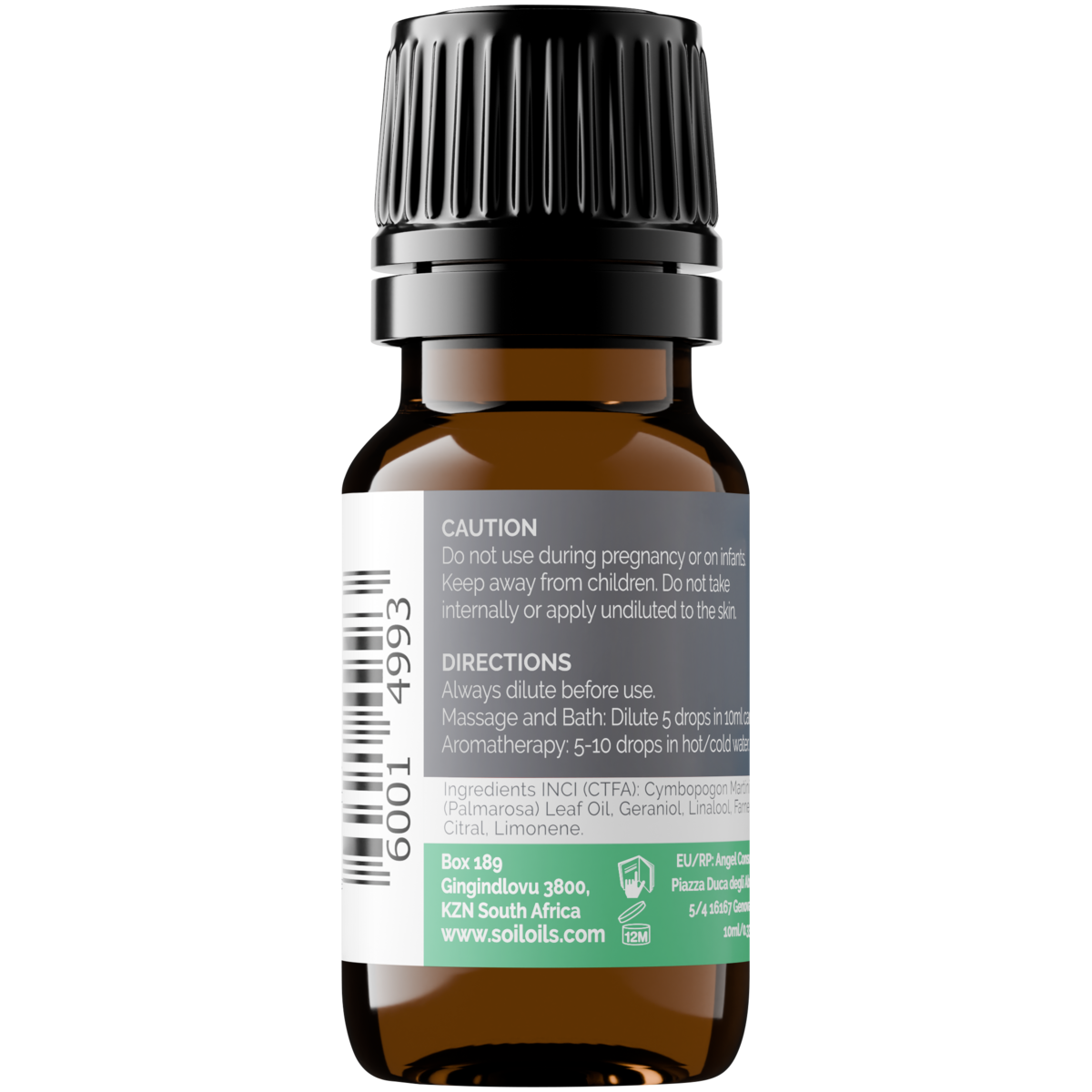 Organic Palmarosa Essential Oil (Cymbopogon Martini) 20ml