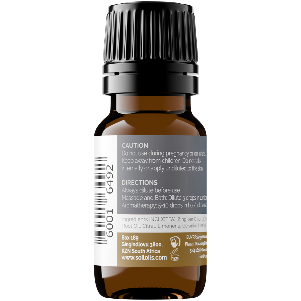 Organic Ginger Essential Oil (Zingiber Officinale) 10ml