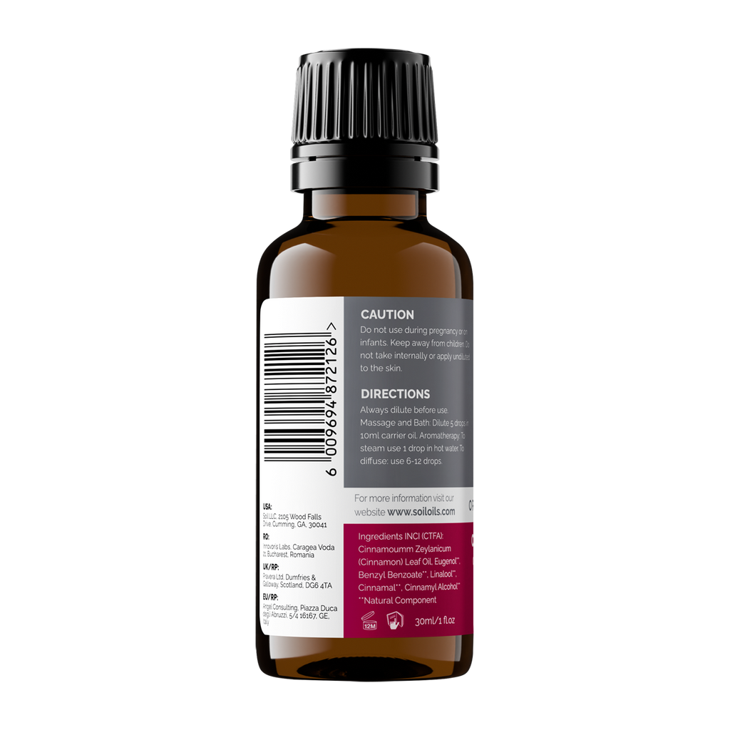 Organic Cinnamon Leaf Essential Oil (Cinnamoumm Zeylanicum) 30ml