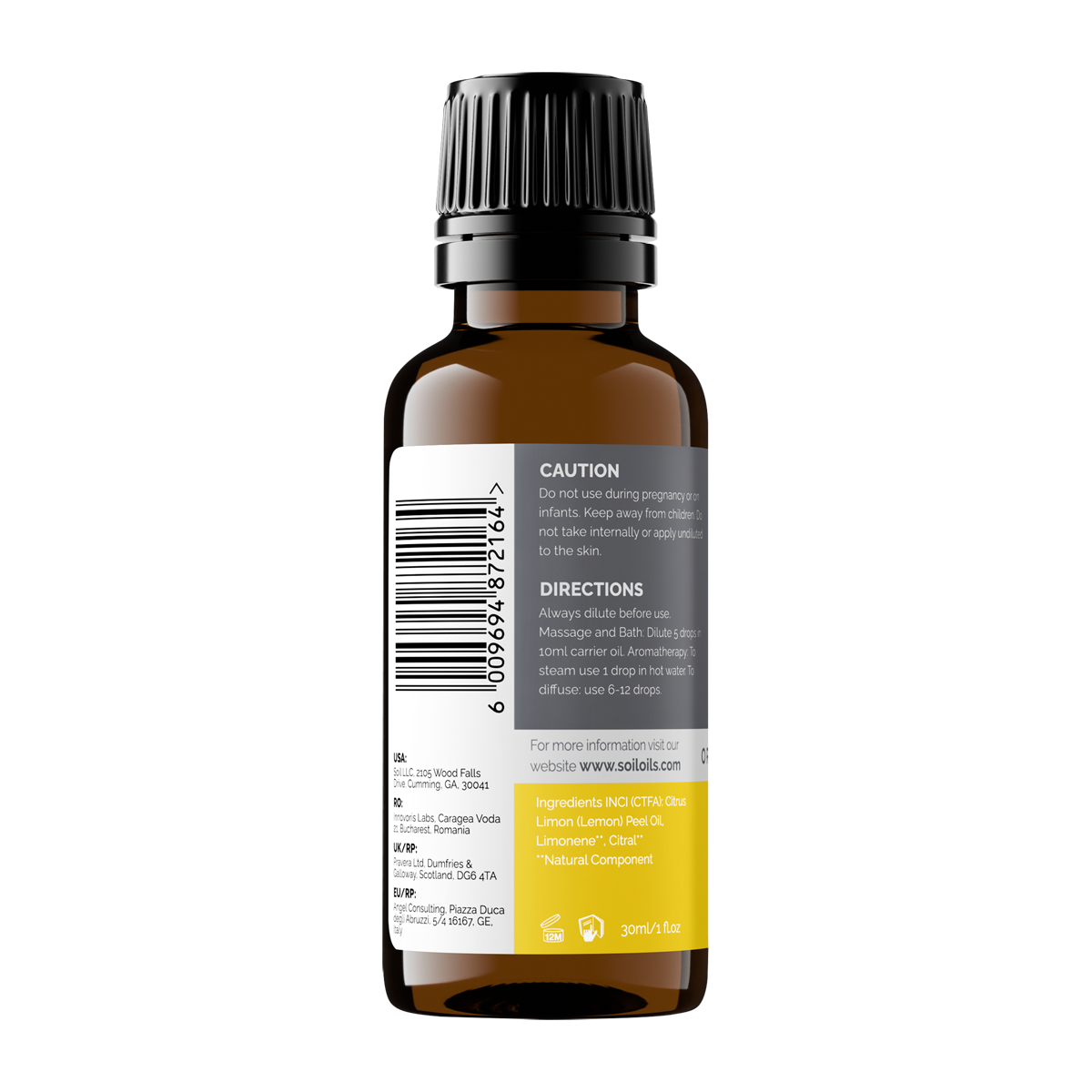 Organic Lemon Essential Oil (Citrus Limon) 30ml
