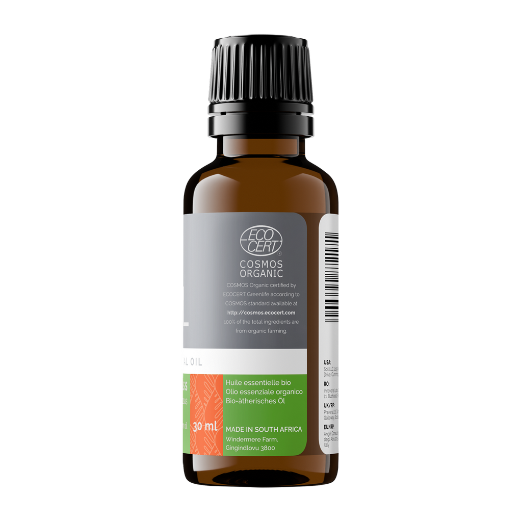 Organic Lemongrass Essential Oil (Cymbopogon Citratus) 30ml