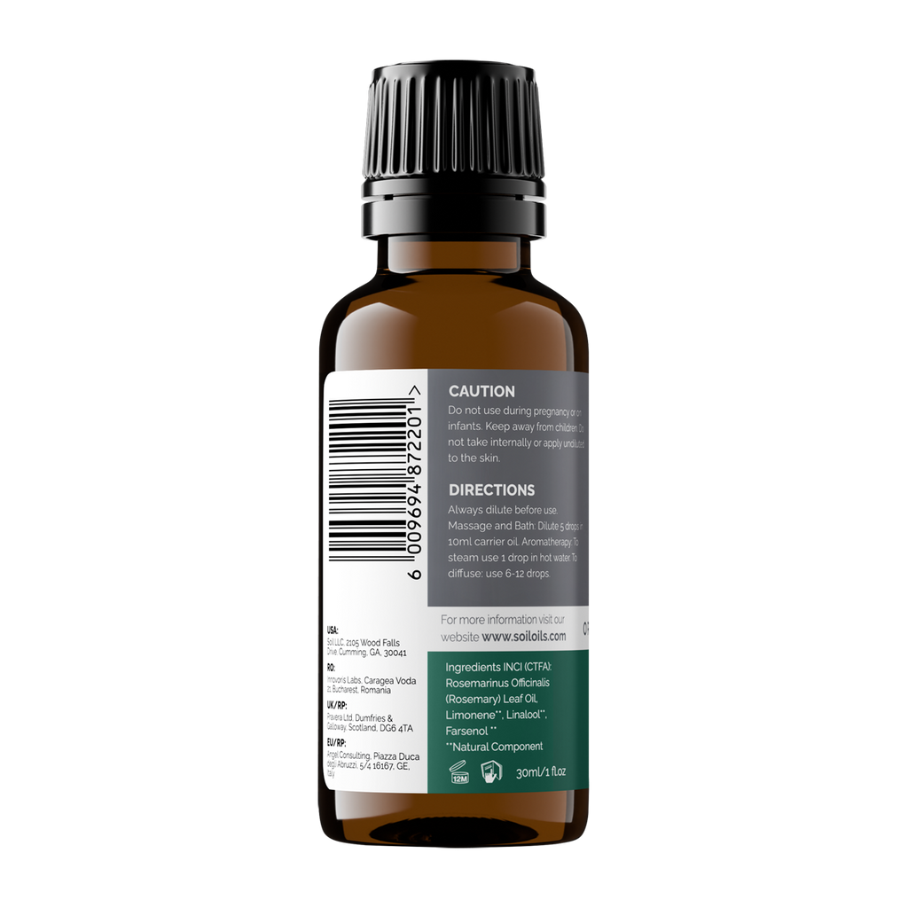Organic Rosemary Essential Oil (Rosemarinus Officinalis) 30ml