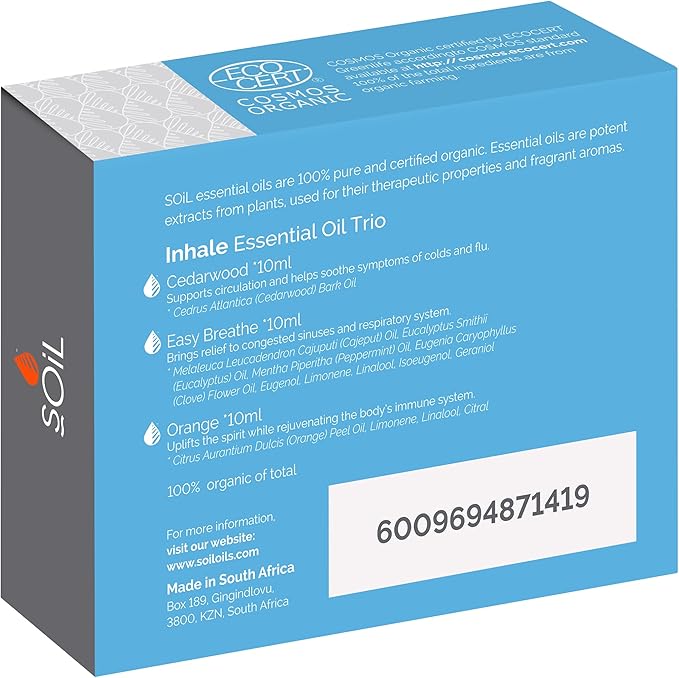 SOiL Inhale Organic Essential Oil Trio