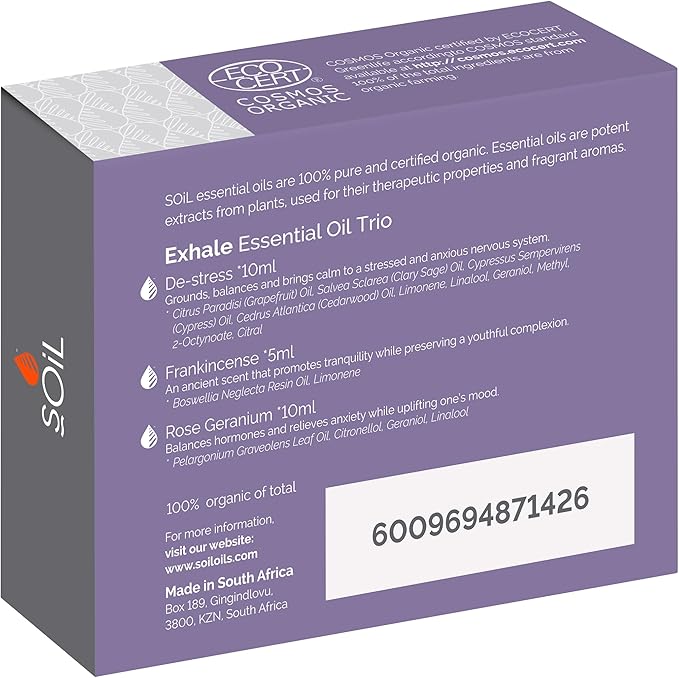 SOiL Exhale Organic Essential Oil Trio
